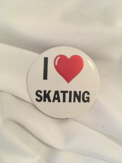 I Love Skating Ice Skating Pin Button Heart Skating Ice Skater Figure Skate Pin