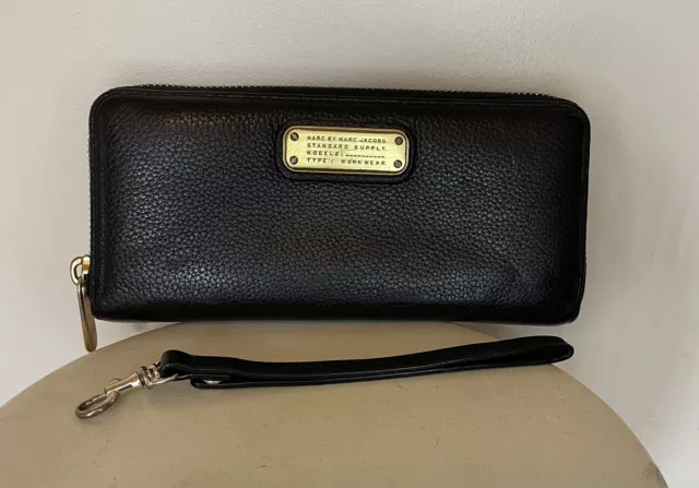 Marc by Marc Jacobs Black Pebbled Leather Long Wallet Wristlet