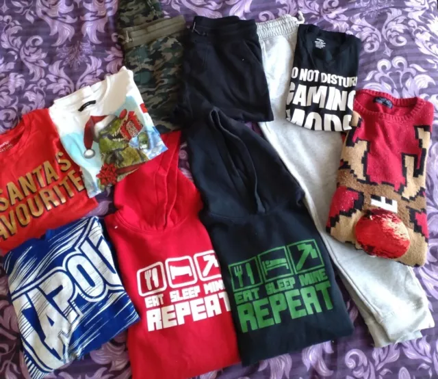 Boys Clothes Bundle Age 11 - 13 Years T-shirts Jumpers Joggers Xmas Jumper