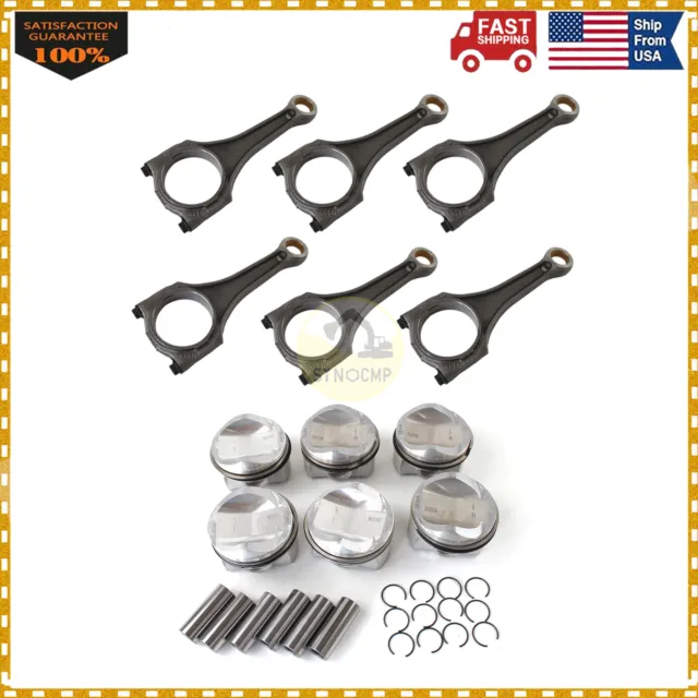 3.0TFSI 6x Connecting Rods & Pistons & Rings Set For VW Touareg Audi A4 A6 Q5 Q7