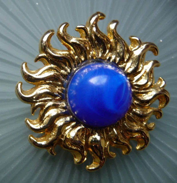 Bijou de créateur AGATHA PARIS BROCHE métal doré et cristaux bleus