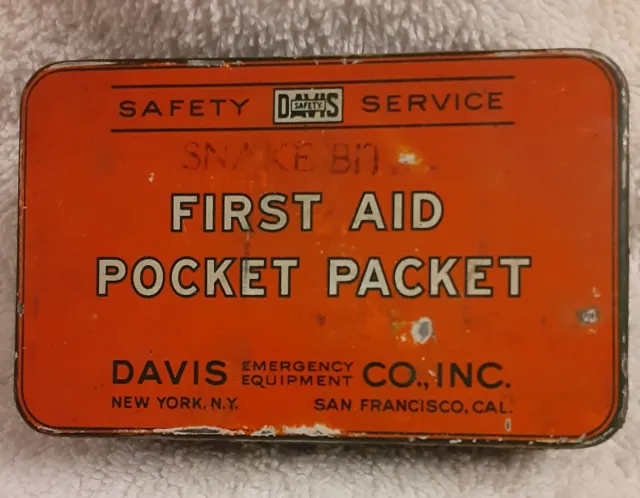Vintage Unusual Snake Bite First Aid Pocket Packet Tin With Complete Contents