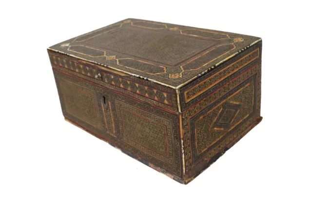 Antike  islamic Khatamkari Einlegearbeit Kasten Marquetry Box, 19. Jh. -B