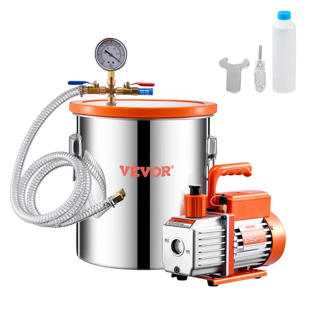 VEVOR Vakuumpumpe 5 CFM Mit 5-Gallonen-Kammer – 1/3 PS, Einstufig, Für Entgasung & Klima VEVOR Vakuumpumpe Kit VEVOR Vakuumpumpe 5 CFM Mit 5-Gallonen-Kammer – 1/3 PS, Einstufig, Für Entgasung & Klima VEVOR Vakuumpumpe Kit