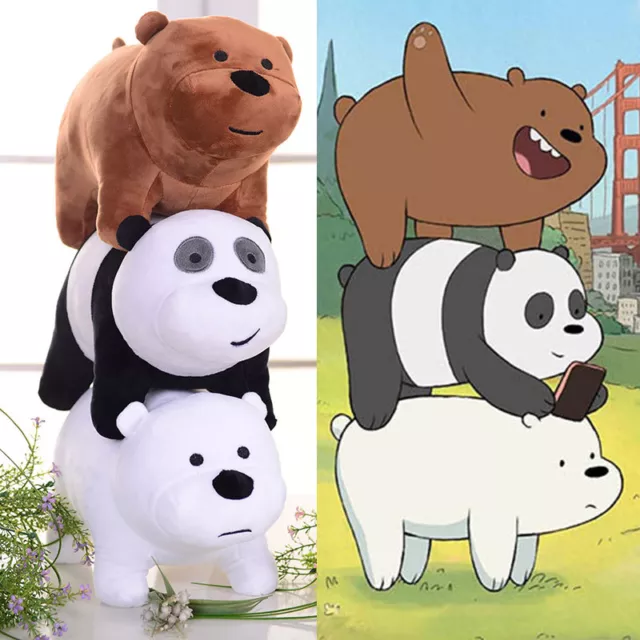 3 We Bare Bears Grizzly Panda Ice Bear Bär Plüsch Spielzeug Stofftier Puppe Toy