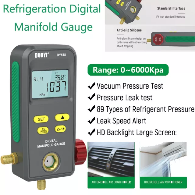 Refrigeration Digital Gauge HVAC Air Conditioning Vacuum Pressure Temp Tester