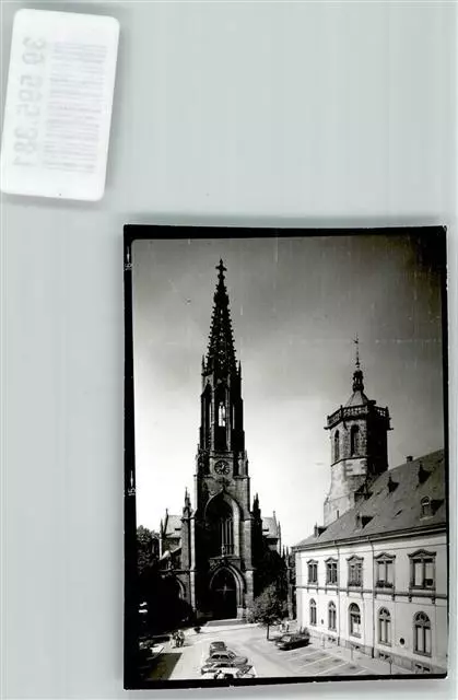 39595381 - 7580 Buehl Kirche Rathaus Auto Ort handschriftlich Foto Original aus