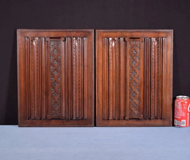 *Pair of Antique French Carved Architectural Panels/Trim in Solid Walnut Wood