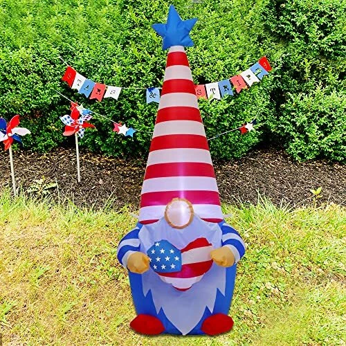 4th of July Decoration Inflatable Blow Up Gnome American Uncle Sam with Top Hat