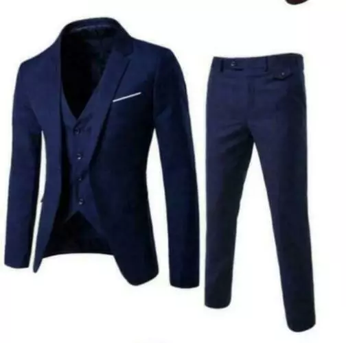 Mens 3pcs Dress Formal Suits Slim Fit Bridegroom Blazers Wedding Coat/Vest/Pants