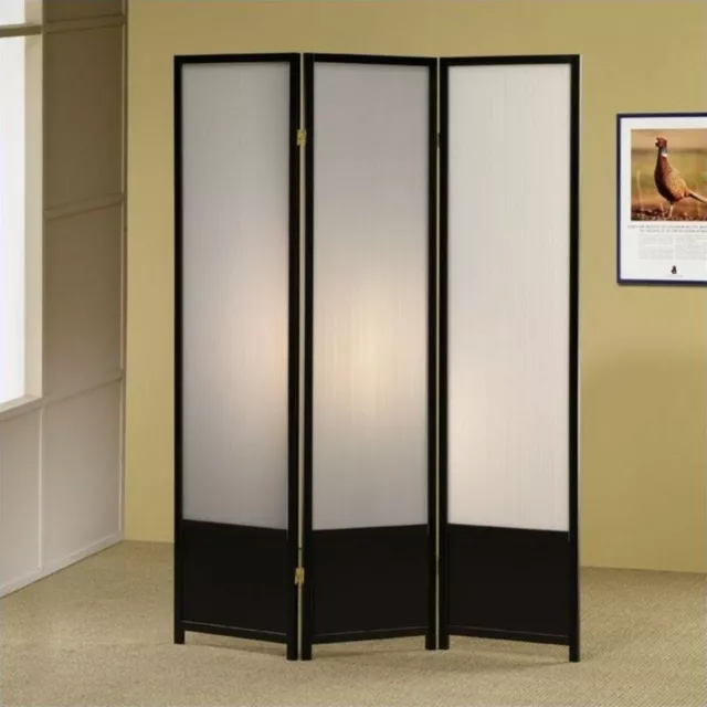 Coaster Wood Three Panels Folding Screen Room Divider in Black