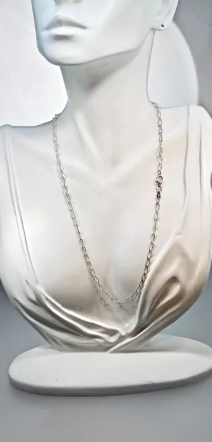 Collar Plata Esterlina 925 4m Corte Diamante Eslabón Abierto Dije Pulsera Italia 3