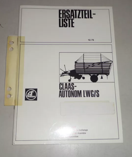 Catálogo de Piezas / Lista Claas Carro Ensilaje Autonom Lwg / S - Soporte