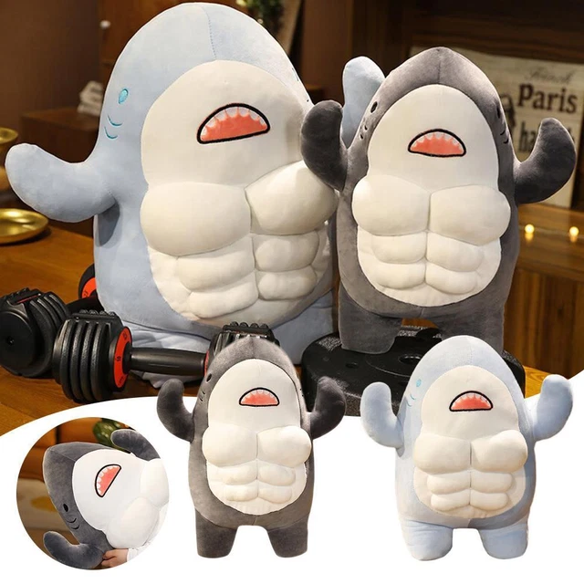 45/60CM CUTE MUSCLE Shark Plush Toys Stuffed Animal Pillow Gifts For