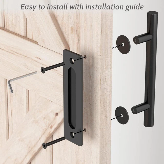 2 Pcs Sliding Barn Door Pull Handle No Gap Flat Plate Design Heavy Duty Round 3