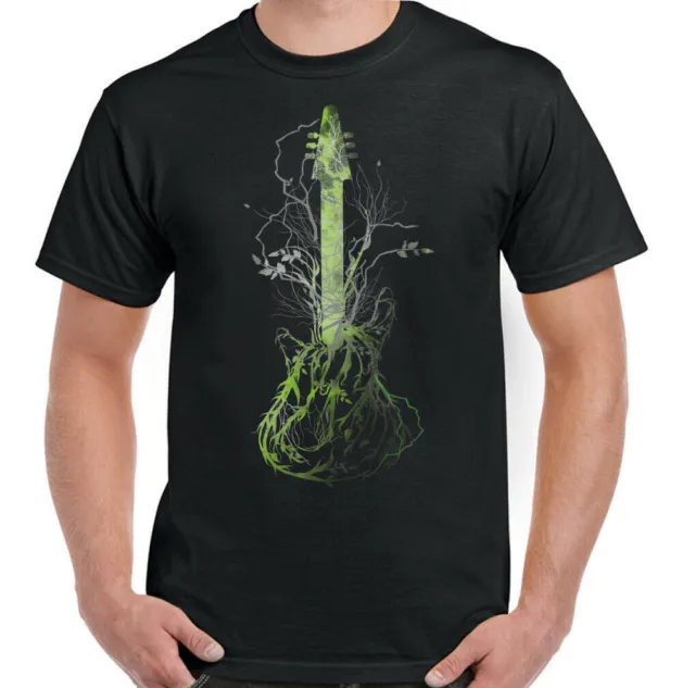 Green Guitar Tree Mens Funny Guitarist T-Shirt Top Electric Bass Acoustic Amp