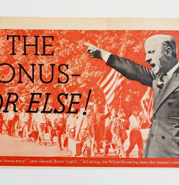 1936 General Butler Military Headline Antique Ephemera Army Veterans Rights