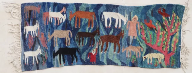 Tapis rug textile tapisserie ancien Egyptien Tribal Oriental 1976