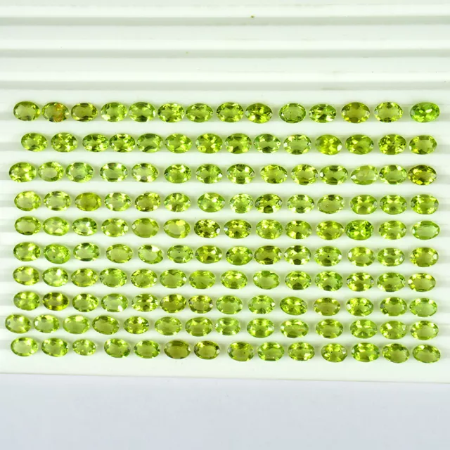 Superior Luster 100CT / 140PC Natural Peridoto Corte Ovalado Gema Lote 7x5 MM