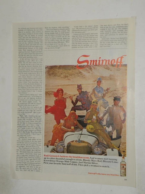 Magazine Ad*- 1968 - Smirnoff Vodka - Rudi Gernreich fashion