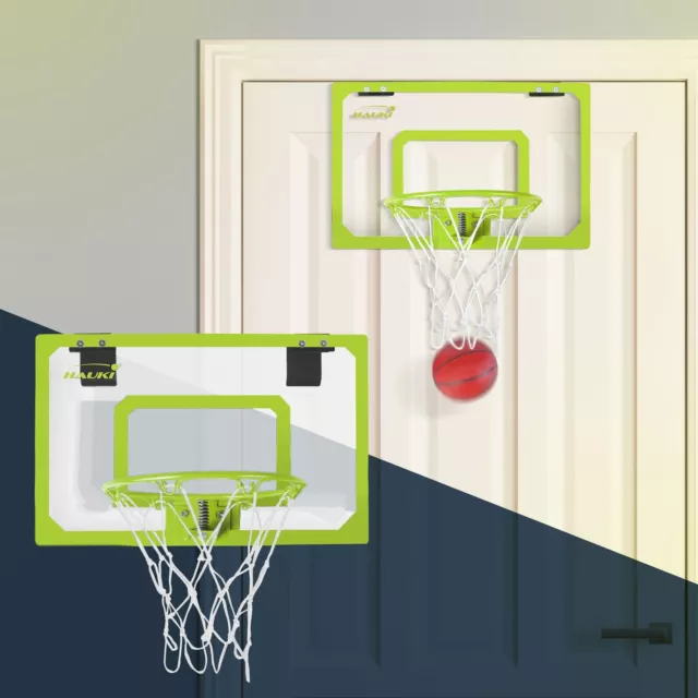 Set panier de basket vert 58x40 cm 3 ballons pompe à balles panneau et anneau