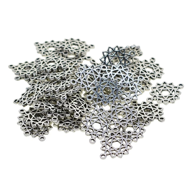 50x Tibetische Silber Hexagramm Charms Anhänger Baumeln Perlen Schmuck Diy