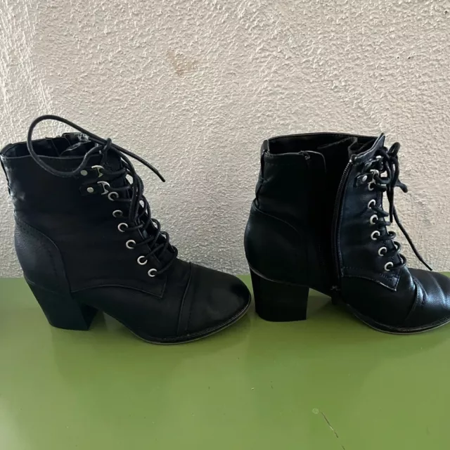 Madden Girl Black Westmont Combat Boots Heeled 2