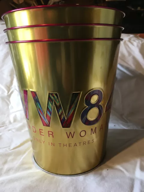 (3) Wonder Woman 84 Movie Tin Metal Popcorn Bucket Ltd Edition Rare New Amc '20