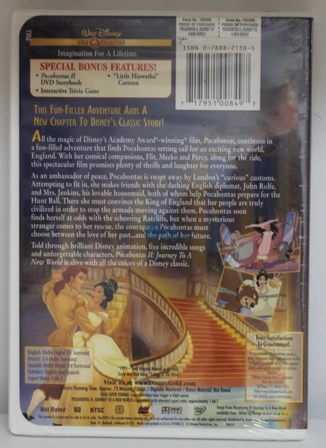 Walt Disney Pocahontas II Journey to a New World Gold Collection DVD 2