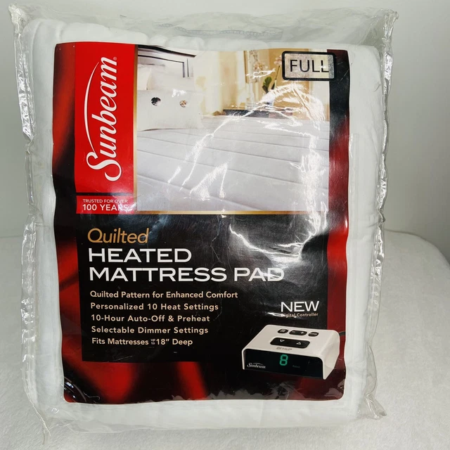 SUNBEAM QUILTED ELECTRIC Heated Mattress Pad Digital Control Full size