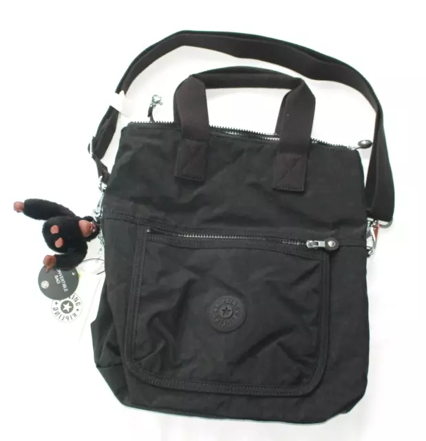 $104 New KIPLING ELEVA Convertible Tote KI6532 Black Nylon Shoulder Bag NWT