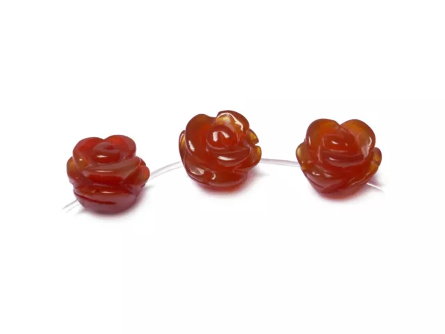 Carnelian Roses Approx. 0 15/32in Beads (3 Piece) for Chain, Bracelet u. A.