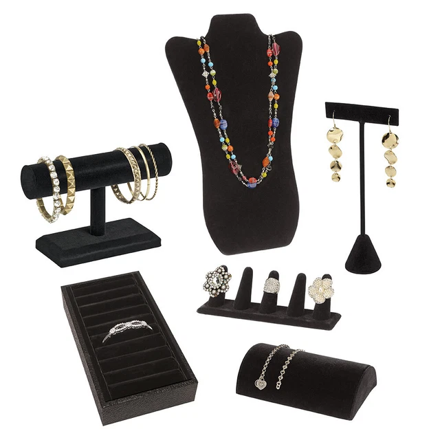 Jewelry Display Bundle - Black Velvet - 6 Displays Included