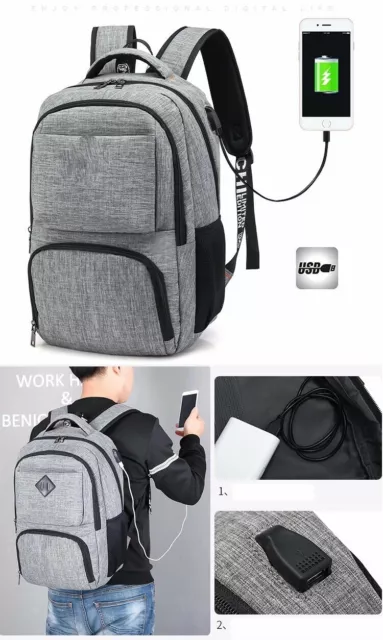 Laptop Backpack 15.6 inch Rucksack Bag Bizey usb charging port Work Sport Travel