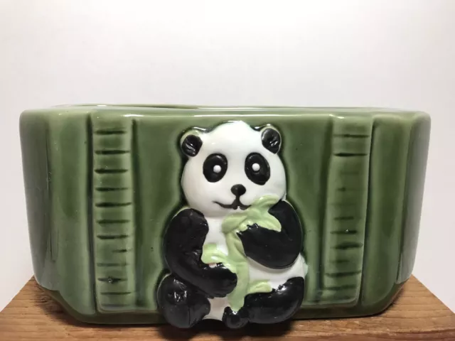 Panda Bear Bamboo Ceramic Planter/organizing Pot