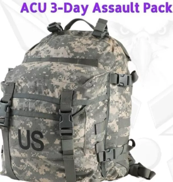 Us Army Military Camouflage Acu Assault Pack 3 Day Molle Ii Backpack