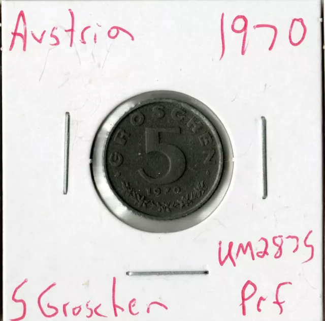 Coin Austria 5 Groschen 1970 KM2875, proof