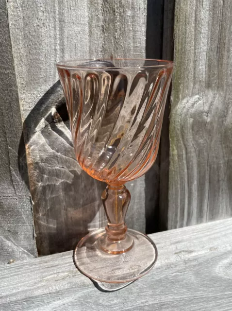 Vintage ARCOROC LUMINARC Wine Glass Rosaline Pattern Pink Swirl Goblet FRANCE 2