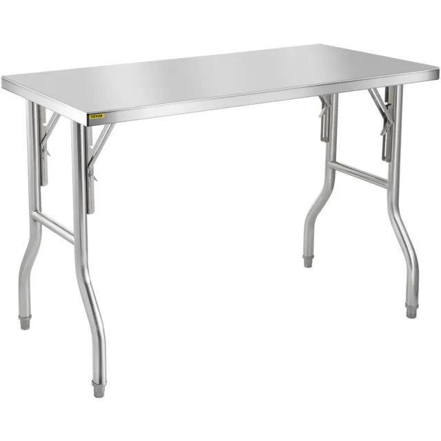 VEVOR Stainless Steel Folding Commercial Kitchen Prep & Work Table 48 x 24 Inch