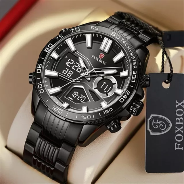 LIGE FOXBOX Orologio Digitale Uomo Sport Orologio da polso Ragazzi Acciaio Cronometri Elettronici