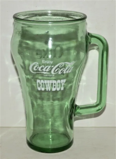 Dallas Cowboys Glass Mug Whataburger Coke Green D Handle Cup Vintage
