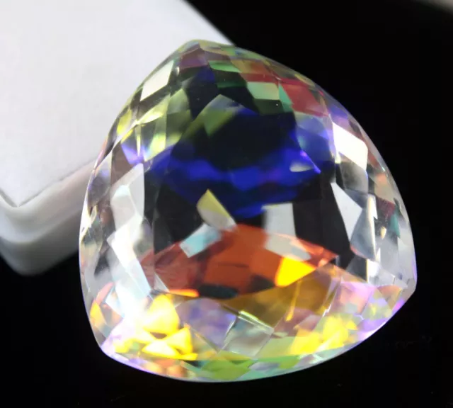 A++ Rainbow Mystic 88 Ct Topaz Trillion Forme CERTIFIÉE Pierre précieuse en... 3