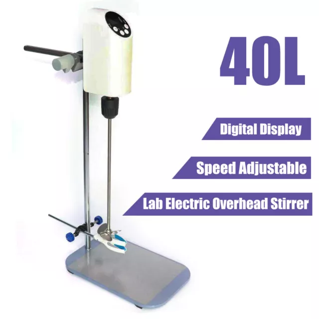 40L Lab Electric Overhead Stirrer Mixer Agitator Homogenizer + Digital Display