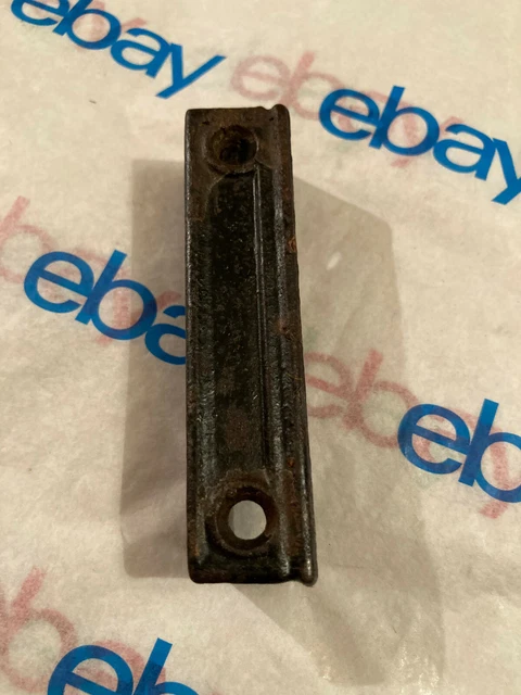Old Cast Iron 3 3/16" Rim Lock Catch Part, Worn Black Finish, Free S/H 2