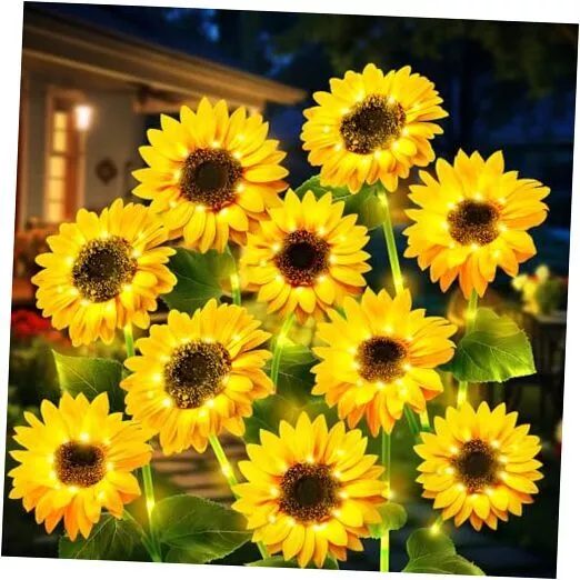 Solar Lights for Outside Garden Decor: of 9 Sunflower Solar Garden 3 Pack