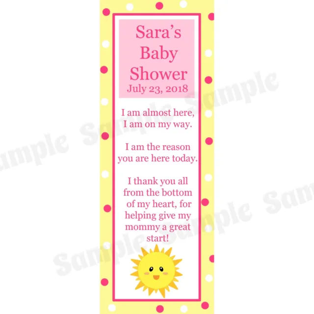 24 Personalized Baby Shower Bookmarks - PINK You Are My Sunshine Baby Shower
