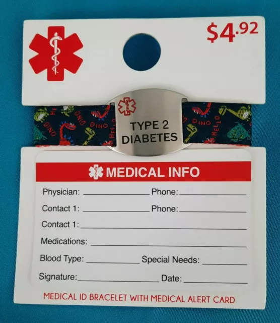Medical-Alert ID Bracelet Emergency First Aid Cloth Wristband Unisex Type 2 D  6
