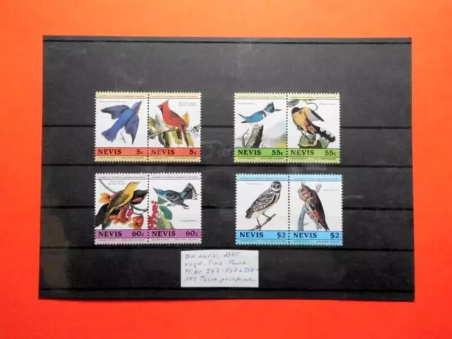 BM. Briefmarken Nevis 1985 exotische Vögel Mi. Nr. KN-N 252 - 257 + 259** Paare
