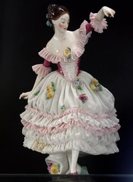 LARGE VOLKSTEDT DRESDEN lace porcelain lady ballerina figurine £309.54 ...