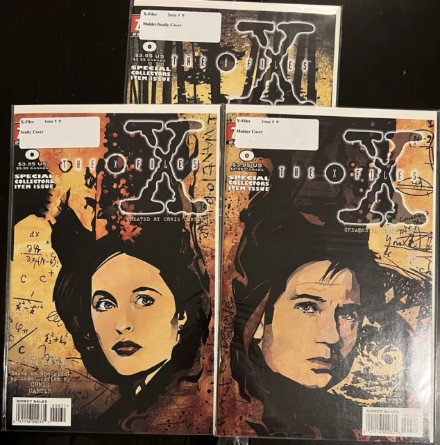 The X-Files #0 All 3 Covers Mulder, Scully, Mulder & Scully (Topps Comics) F/VF
